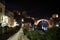 Cobblestone Alley with Old Bridge Stari Most in Mostar at Night