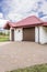 Cobblestone driveway to a beautiful house idea