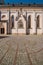 Cobblestone labyrinth in front of St. Nikolaus church, Rosenheim, Bavaria, Germany