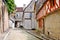 Cobblestone lane in a Burgundy village, France