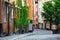 cobblestone pavement in the town