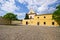 Cobblestone square near Capuchin monastery, Hradcany, Prague, Czech Republic