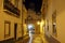 Cobblestone street in the old town, Faro, Portugal