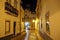 Cobblestone street in the old town, Faro, Portugal