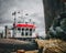 Cobh, Ireland, dramatic winter view on a tug boat in the harbor