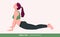 Cobra/ Bhujangasana Yoga pose. Young woman practicing yoga / exercise. Woman workout fitness, aerobic and exercises. Vector Illust