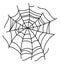 Cobweb. Halloween decorative isolated object, monochrome spiderweb, black silhouette, hand drawn contour element