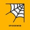 Cobweb Halloween Icon Filled Line Style. Spiderweb Horror Vector Logo Illustration. Spider Cartoon Symbol Icon Halloween