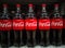 Coca-Cola carbonated drink in plastic bottles on the shelves are for sale in shopping centers on 20.10.2020 in Russia, Kazan,