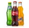 Coca-Cola, Fanta and Sprite glass bottles