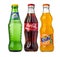 Coca-Cola, Fanta and Sprite glass bottles