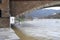 Cochem, Germany - 02 09 2021: Mosel flood at the SkagerrakbrÃ¼cke, parking under water