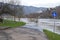 Cochem, Germany - 02 09 2021: Mosel flooding the waterfront park