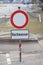 Cochem, Germany - 02 09 2021: warning sign, Hochwasser, with the flood right behind the sign