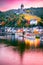 Cochem, Germany - Moselle River, travel landscape, colored sunset sky.