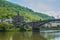 Cochem. St Remaclus church and Skagerrak bridge. It is a small picturesque town at Moselle river in Rhineland-Palatinate, Germany