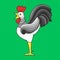 Cock. Colorful bright image. Green background. Vector illustrations.