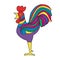 Cock. Colorful bright image. White background. Vector illustrations.