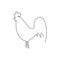 Cock line icon. Farm animal continuous line drawn vector illustration.