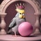 A cockatiel as a princess, with a regal crown and a pink ball gown2