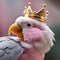 A cockatiel as a princess, with a regal crown and a pink ball gown3