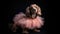 Cocker Spaniel Dog In A Ballet Outfit Wearing On Black Background. Generative AI