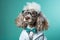 Cocker Spaniel Dog Dressed As A Scientist On Mint Color Background