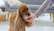 Cocker spaniel eating from woman hand