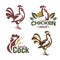 Cockerel and chicken logo template