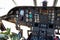 Cockpit of the Boeing Vertol CH-46 Sea Knight of the United States Marine Corps landed on the beach at Coney Island in Brooklyn