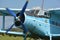 The cockpit and propeller of the biplane AN-2.