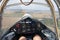 Cockpit of Zlin Z-126 aircraft in flight