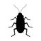 Cockroach black silhouette vector icon isolated on white background.