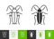 Cockroach bug insect simple black line vector icon