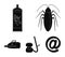 Cockroach and equipment for disinfection black icons in set collection for design. Pest Control Service vector symbol
