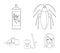 Cockroach and equipment for disinfection outline icons in set collection for design. Pest Control Service vector symbol