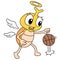 A cockroach insect with a happy face playing basketball, doodle icon image kawaii