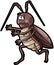 Cockroach Running Cartoon Color Illustration