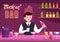 Cocktail Bar or Nightclub with Friends Hanging Out with Alcoholic Fruit Juice Drinks or Cocktails on Flat Cartoon Illustration