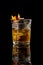 Cocktail on black background menu layout restaurant bar vodka wiskey tonic orange burbon studio