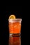 Cocktail on black background menu layout restaurant bar vodka wiskey tonic orange lemon whiskey dried sour studio