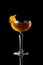 Cocktail on black background menu layout restaurant bar vodka wiskey tonic orange studio