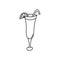 Cocktail doodle icon. Drawing by hand. Coloring book. Vector illustration.