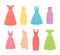 Cocktail dresses for women. Vector illustration. Female textile, flat design