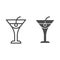 Cocktail drink line and solid icon, beverage concept, Cocktail with cherry sign on white background, Beach cocktail icon