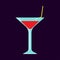 Cocktail glass drink bar alcoholic party vector icon. Liquid refreshment red nightclub beverage