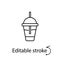 Cocktail glass with a straw outline icon. Cold tea and coffee. Editable stroke. Isolated vector stock illustration