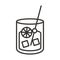 Cocktail icon fresh cold glass cup with mixer drink alcohol line style design