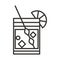 Cocktail icon glass lime mixer and ice drink liquor refreshing alcohol line style design