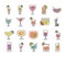 Cocktail icon liquor refreshing alcohol glass cups iced drinks icons set